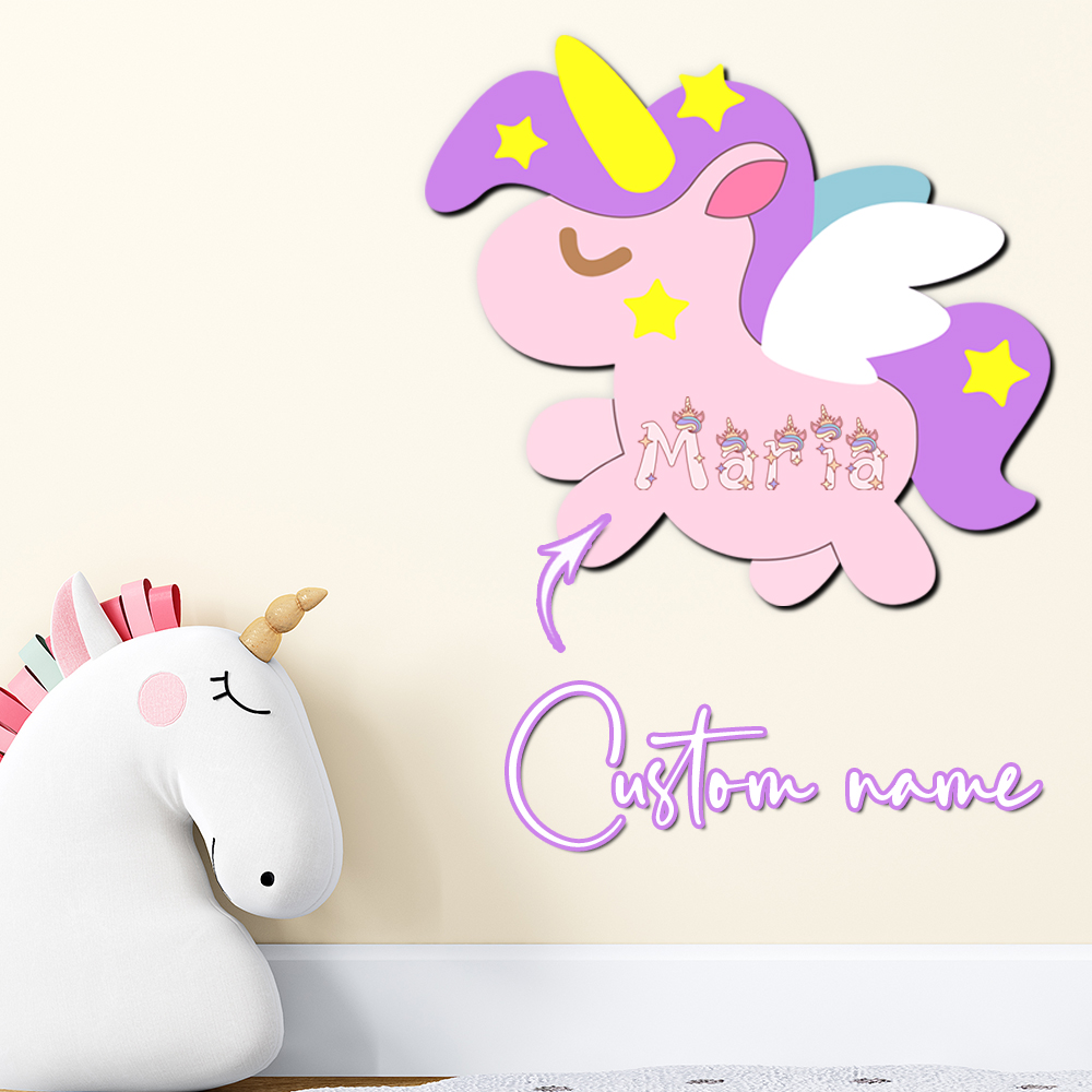 Baby Nursery Sign - Custom Unicorn Wooden Name Sign Personalized