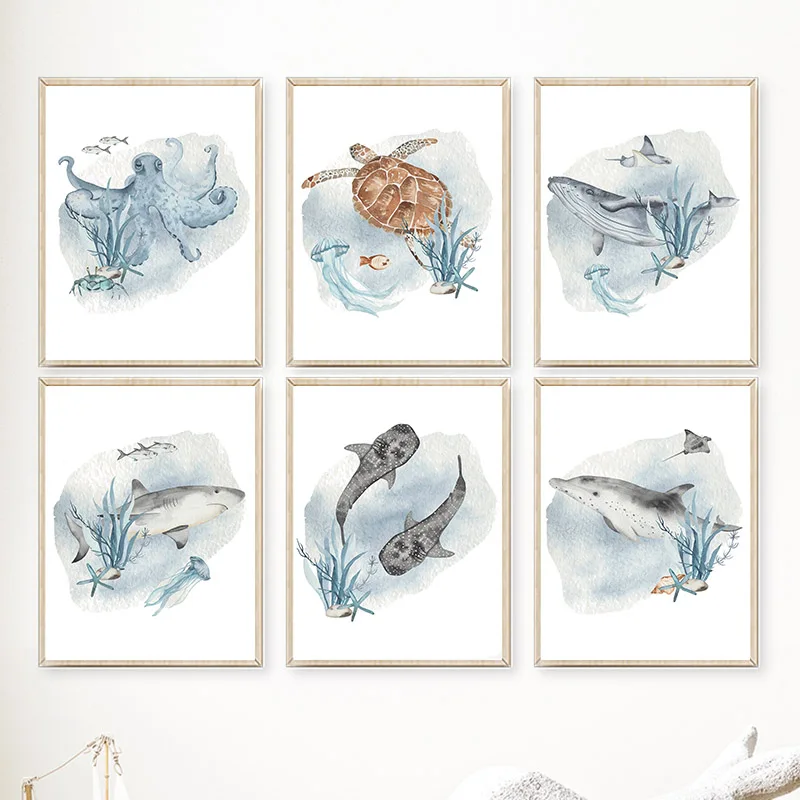 Baby Nursery Animal Prints - Posters And Prints Whale Fish Shark