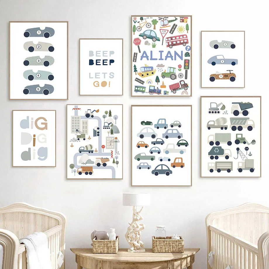 Baby Boy Nursery Quotes - Tractor Truck Excavator Bulldozer Car Bus