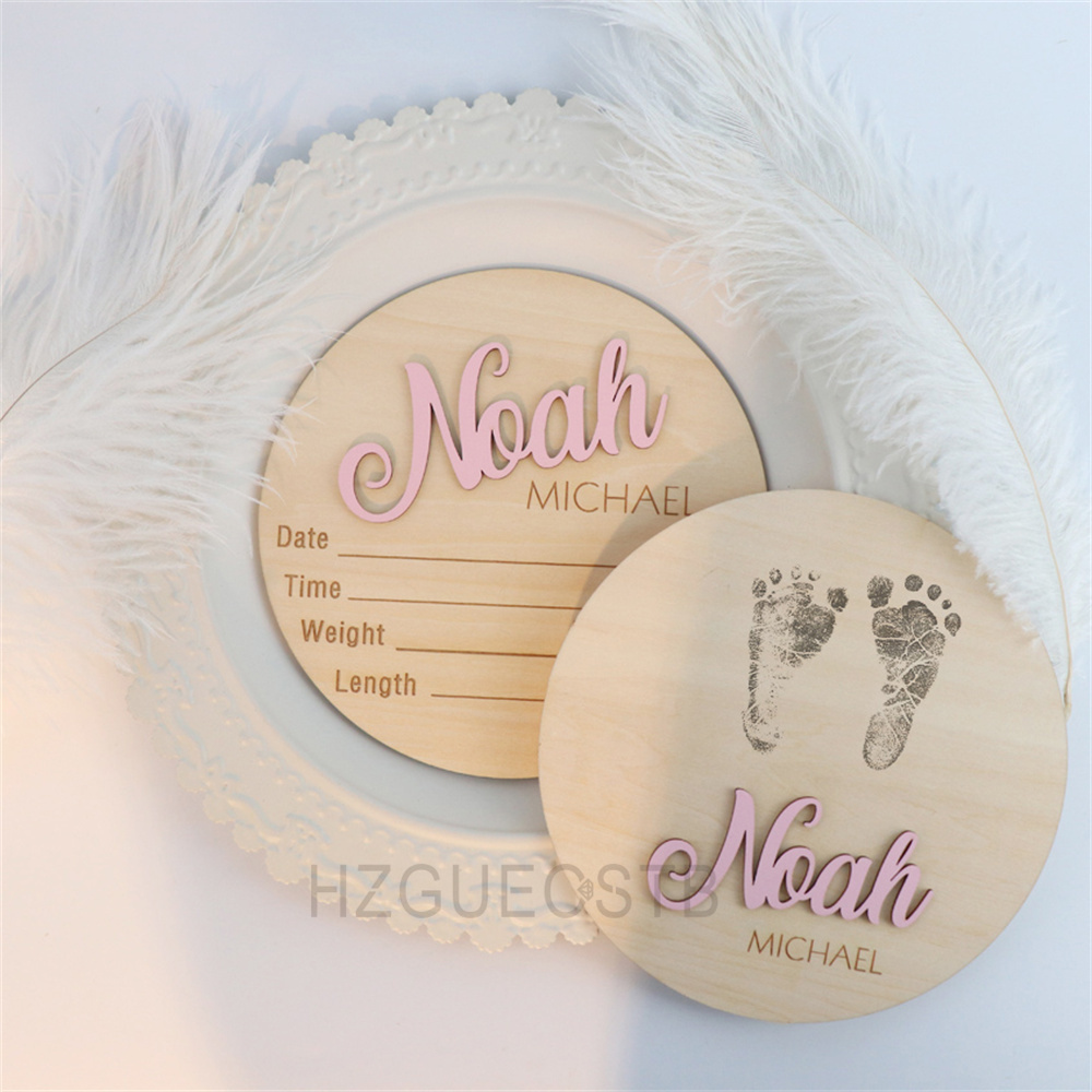 Baby Nursery Sign - A Set Custom Name Birth Announcement