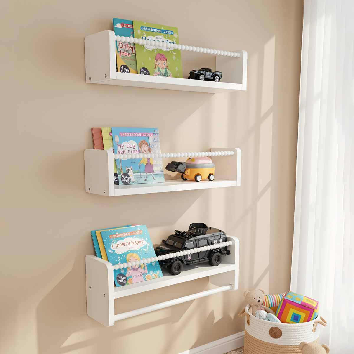 Baby Nursery Shelves - Wood Nursery Book Shelves, 15.7 Inch