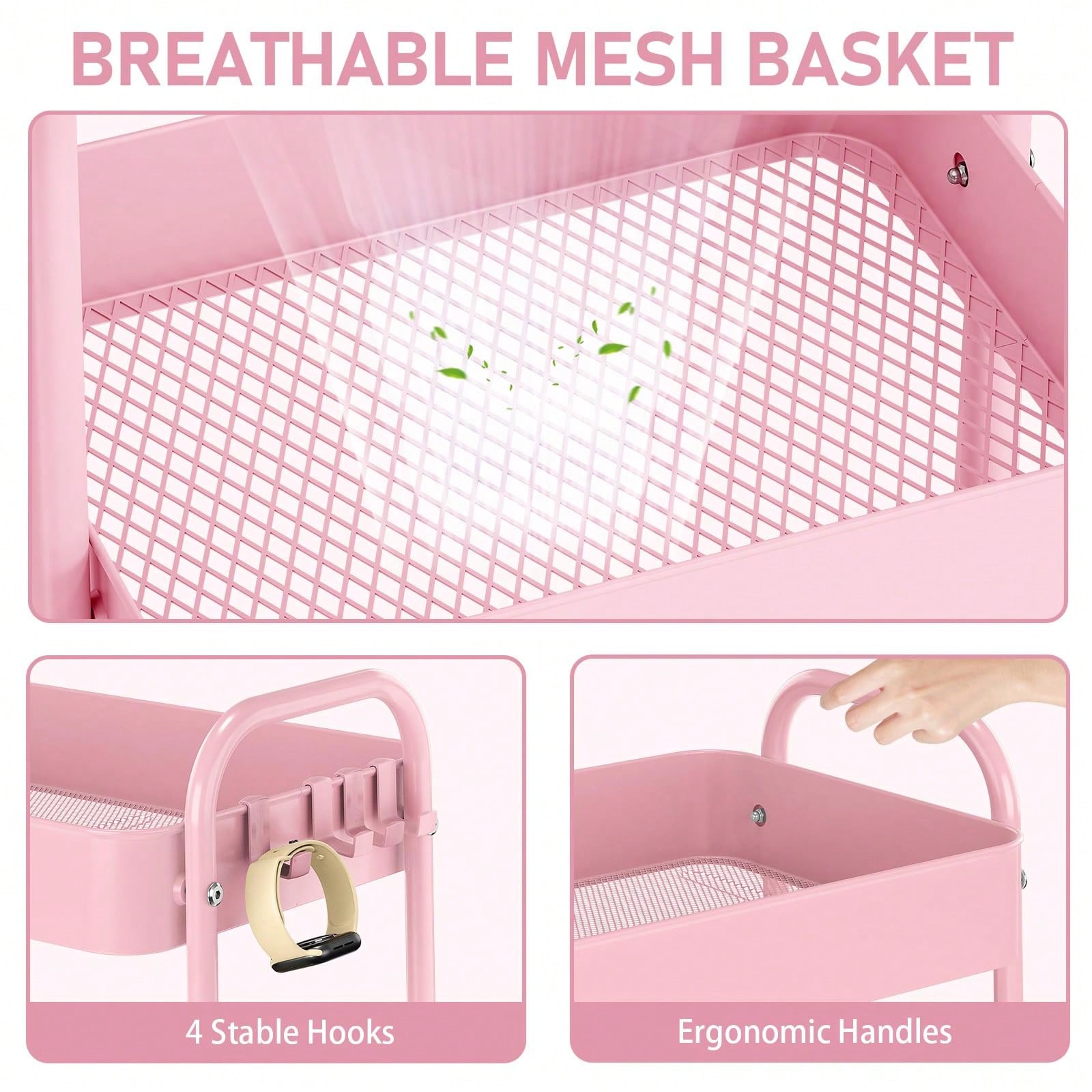 3 Tier Metal Rolling Cart With - Baby Nursery Storage 评论和价格