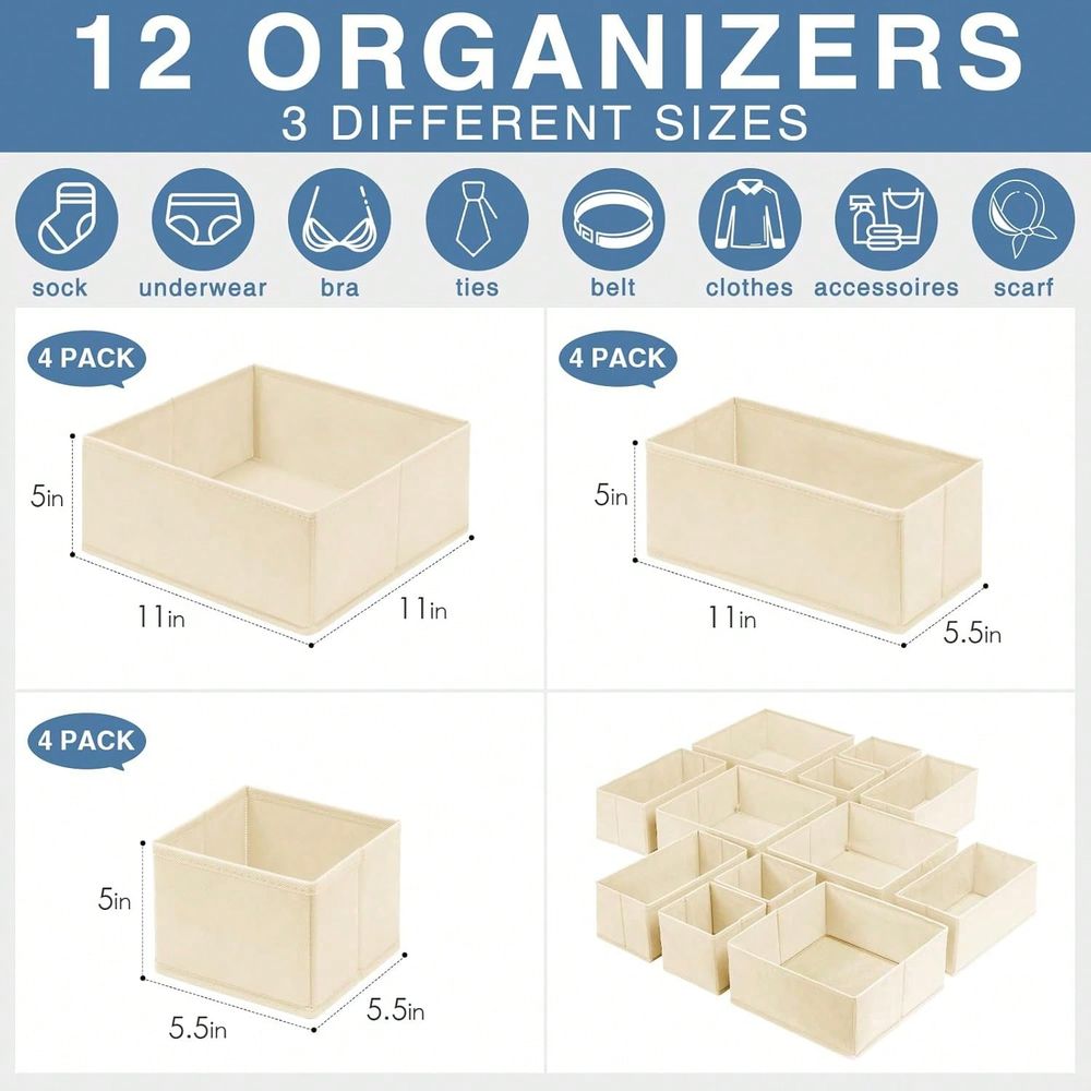 12PCS Set Drawer Organizer Clo - Baby Nursery Storage 评论和价格