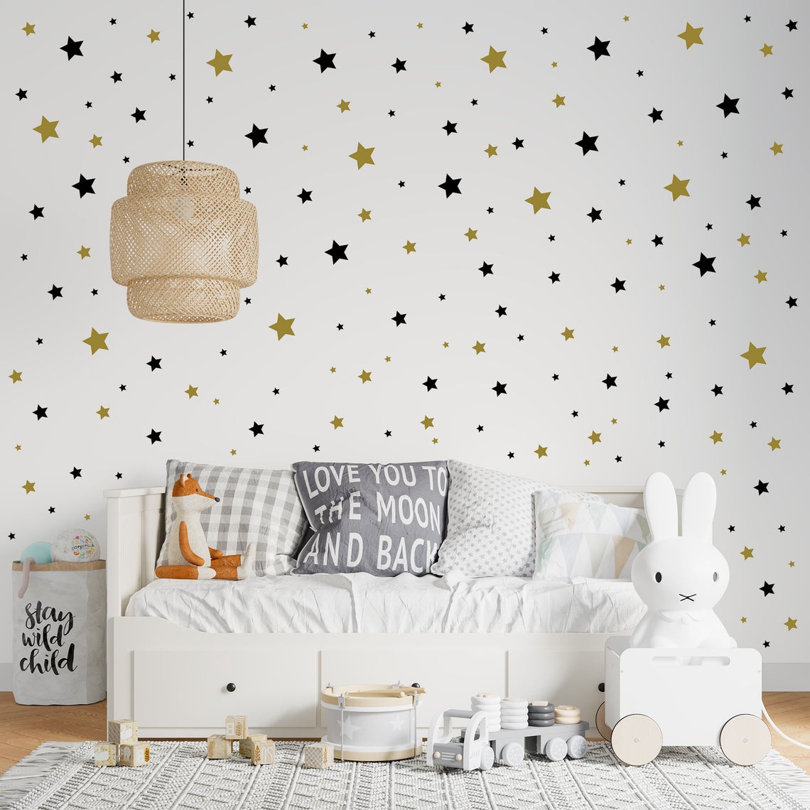 Cartoon 65Pcs Star Wall Sticke - Wall Decal Nursery 评论和价格