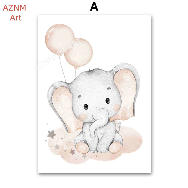 Elephant Balloon Rainbow Moon  - Baby Nursery Wall Decor 评论和价格