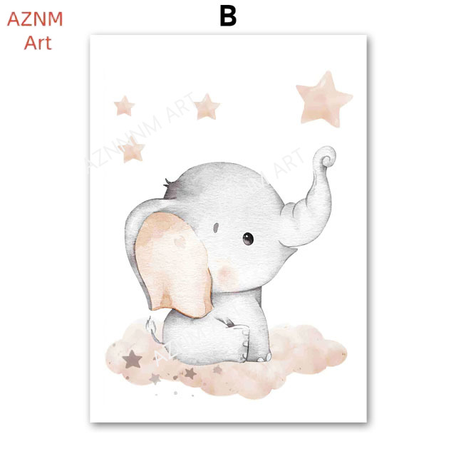 Elephant Balloon Rainbow Moon  - Baby Nursery Wall Decor 评论和价格