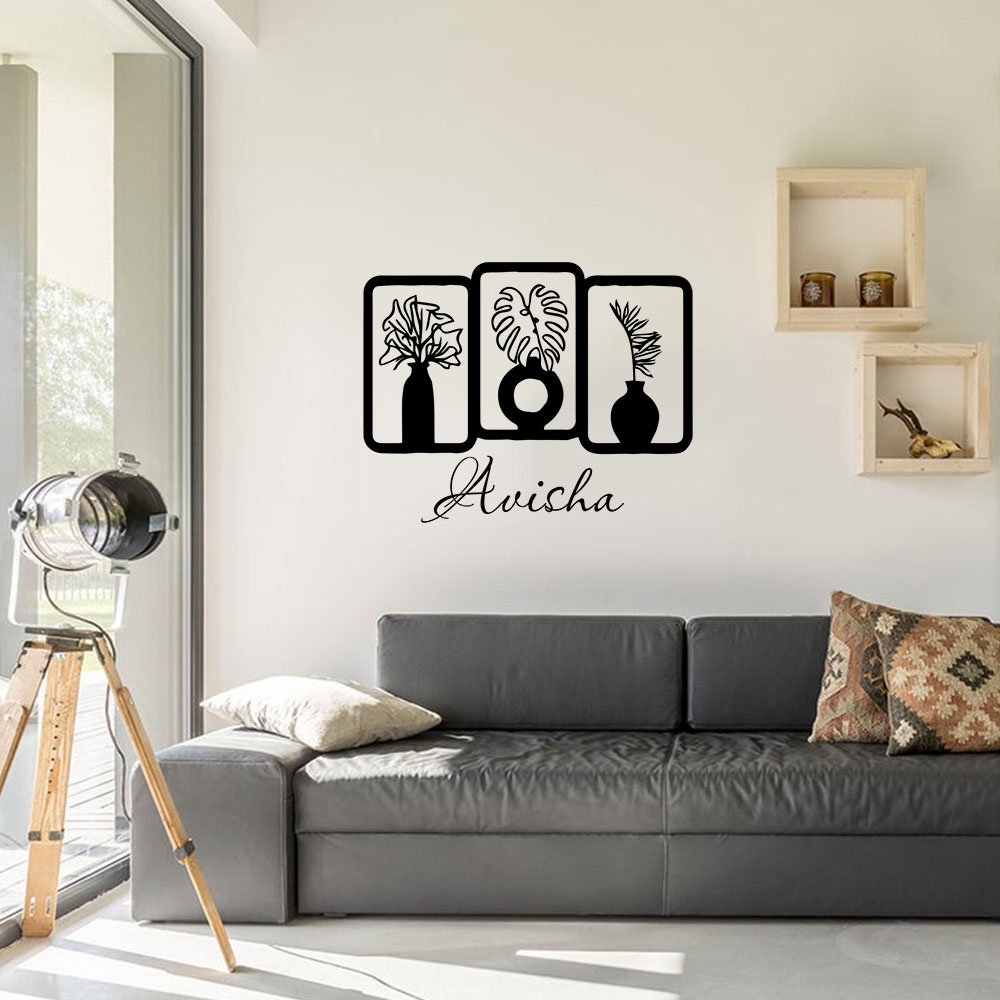 1PC Cute Vase Customizable Tex - Wall Decal Nursery 评论和价格