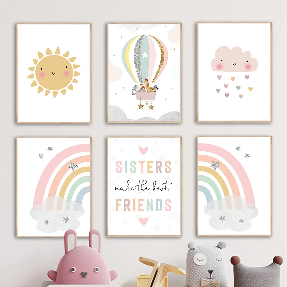 Giraffe Elephant Hot Balloon S - Baby Nursery Wall Decor 评论和价格