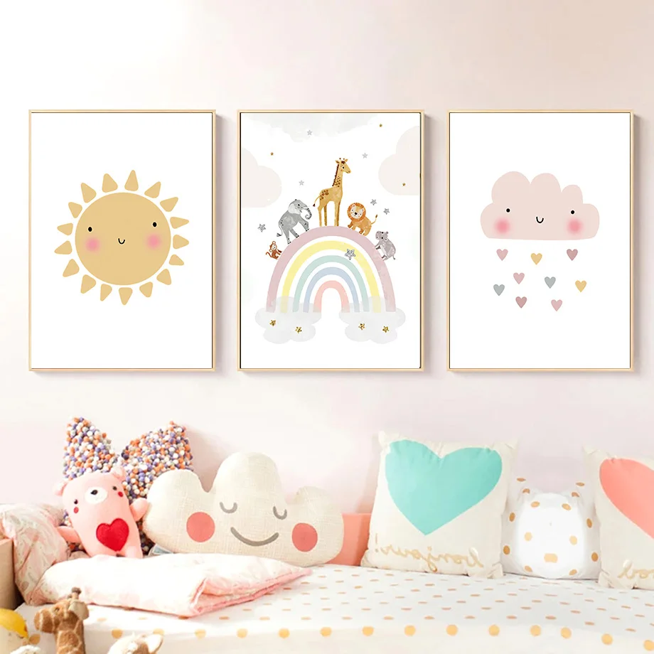 Giraffe Elephant Hot Balloon S - Baby Nursery Wall Decor 评论和价格