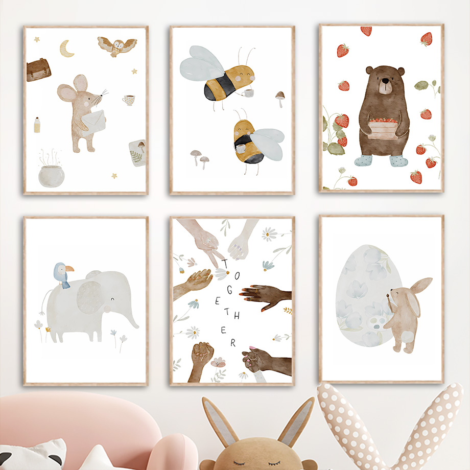 Boho Animals Friend Elephant R - Baby Nursery Animal Prints 评论和价格