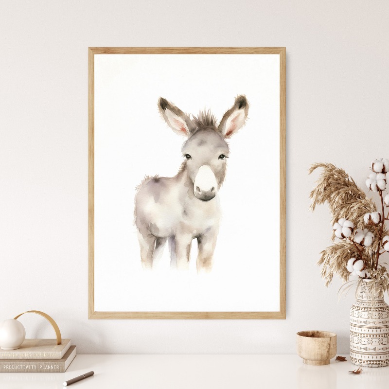 Watercolor Farm Animals Baby H - Baby Nursery Animal Prints 评论和价格