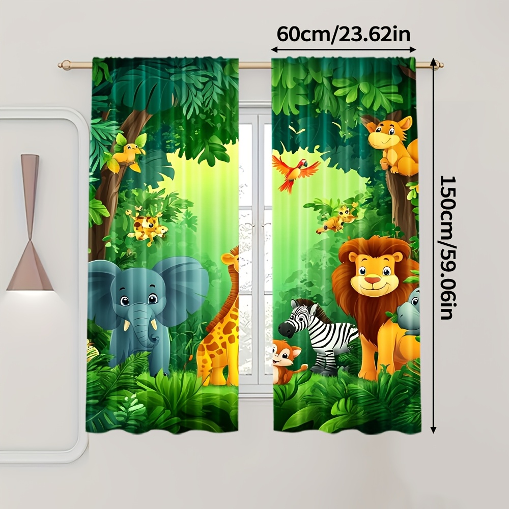 2pcs Cartoon Animal Curtains J - Baby Nursery Animal Prints 评论和价格