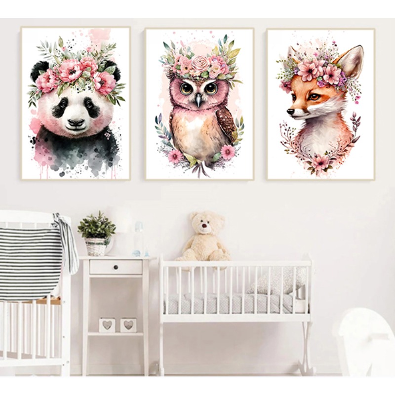 Watercolor Cute Baby Animals w - Baby Nursery Animal Prints 评论和价格