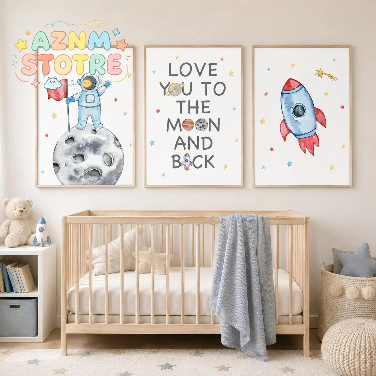 Nursery Wall Art Space Astrona - Baby Boy Nursery Quotes 评论和价格