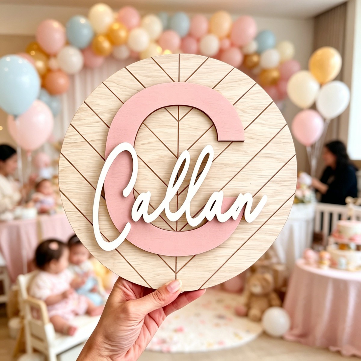 1Pc Custom Round Geometric Woo - Baby Nursery Office 评论和价格
