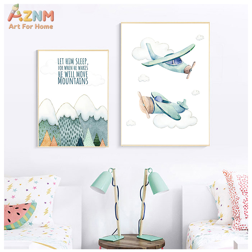 AZNM Watercolor Airplane Hot A - Baby Boy Nursery Quotes 评论和价格