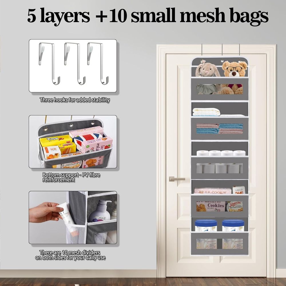 5 Shelves Closet Door Hanging  - Baby Nursery Shelves 评论和价格