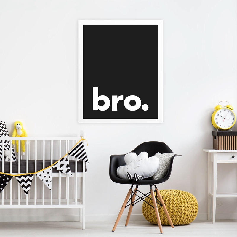 Bro. Print Minimalist Typograp - Baby Boy Nursery Quotes 评论和价格