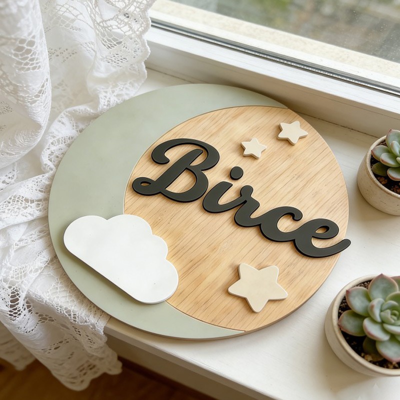 Custom Wooden Name Sign, 3D Cl - Baby Nursery Sign 评论和价格