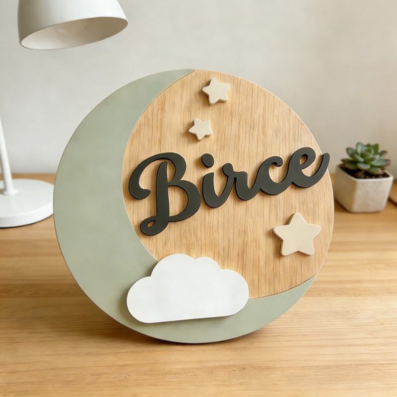 Custom Wooden Name Sign, 3D Cl - Baby Nursery Sign 评论和价格