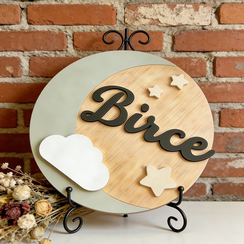 Custom Wooden Name Sign, 3D Cl - Baby Nursery Sign 评论和价格
