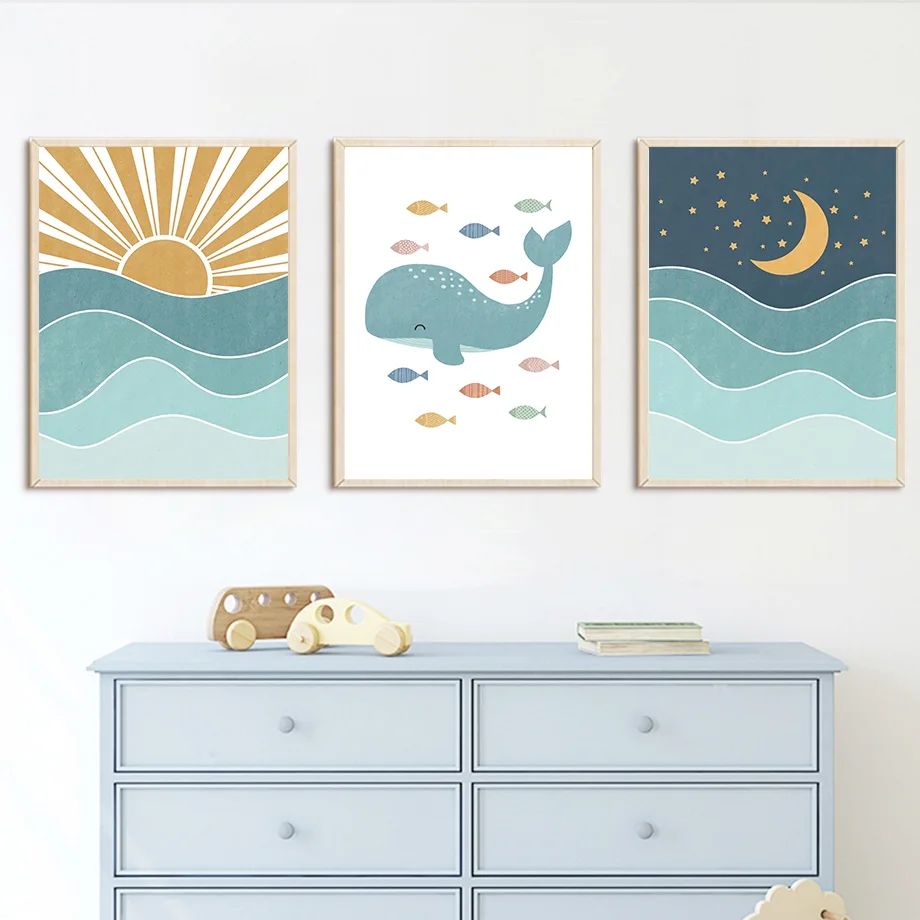 Fish Whale Seagull Sunrise Sun - Baby Boy Nursery Quotes 评论和价格