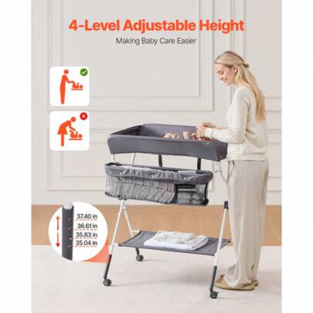 Foldable Baby Changing Table w - Baby Nursery Shelf 评论和价格