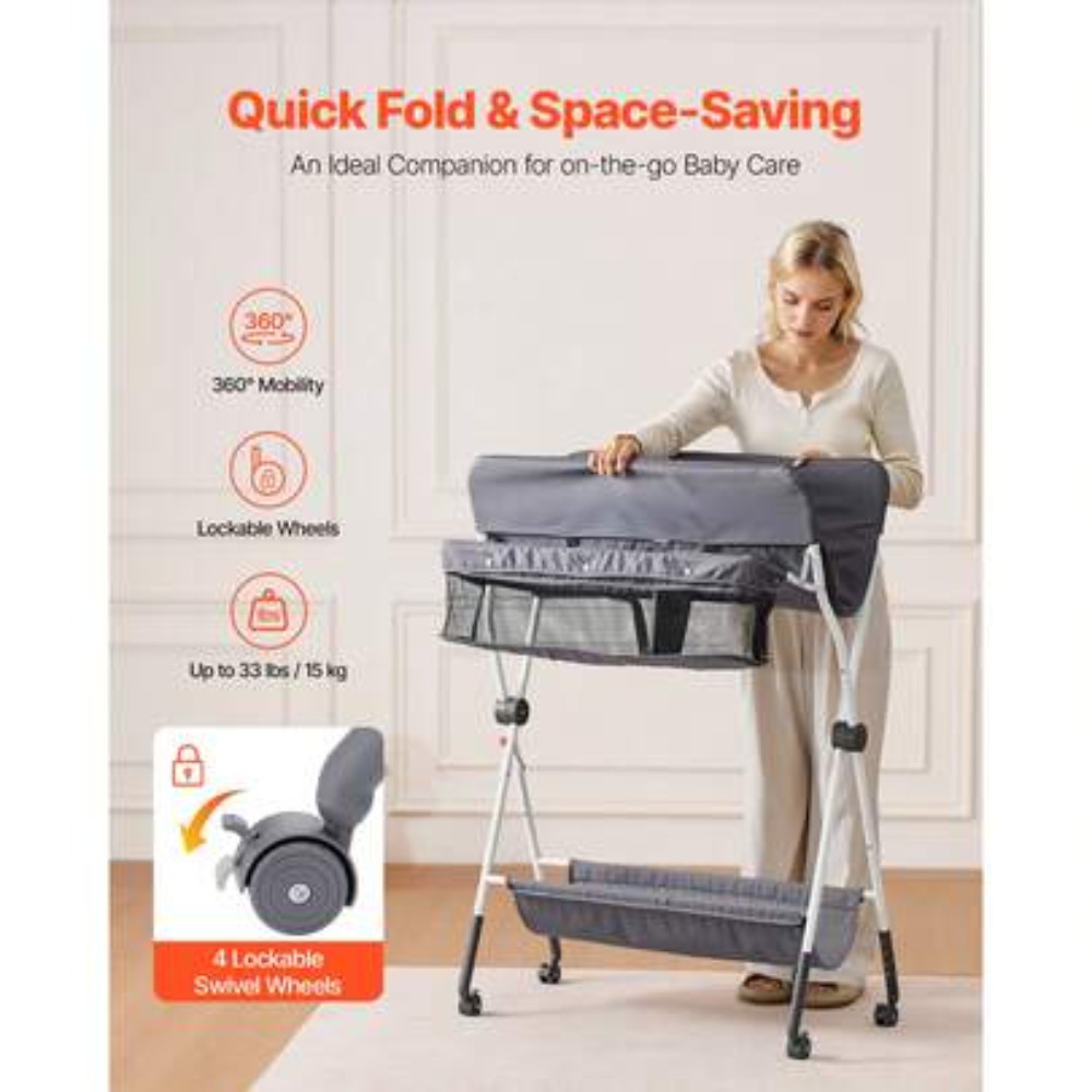 Foldable Baby Changing Table w - Baby Nursery Shelf 评论和价格