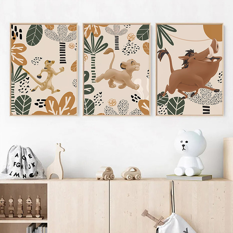 Kid Lion King Boho Posters and - Baby Nursery Animal Prints 评论和价格
