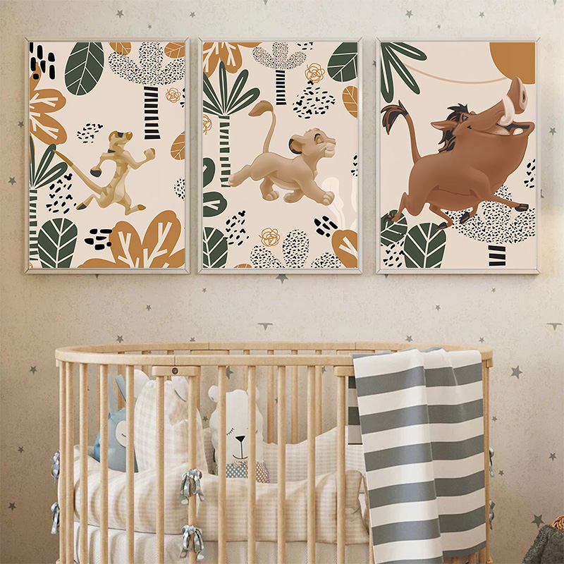 Kid Lion King Boho Posters and - Baby Nursery Animal Prints 评论和价格