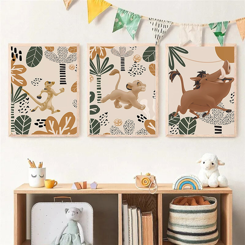 Kid Lion King Boho Posters and - Baby Nursery Animal Prints 评论和价格