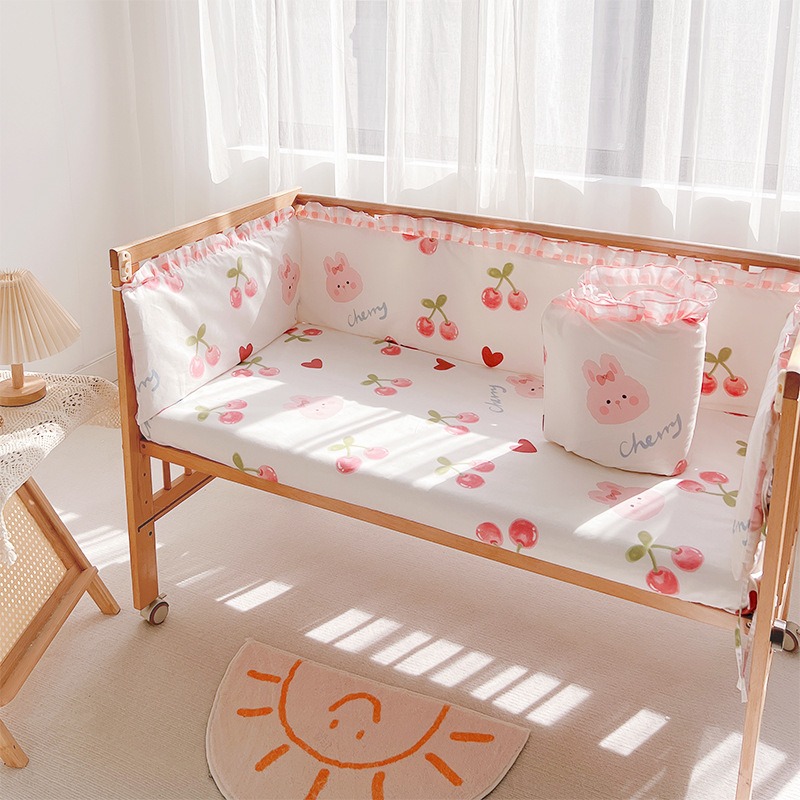 5Pcs Crib Bedding Set Girl Bab - Baby Nursery Animal Prints 评论和价格