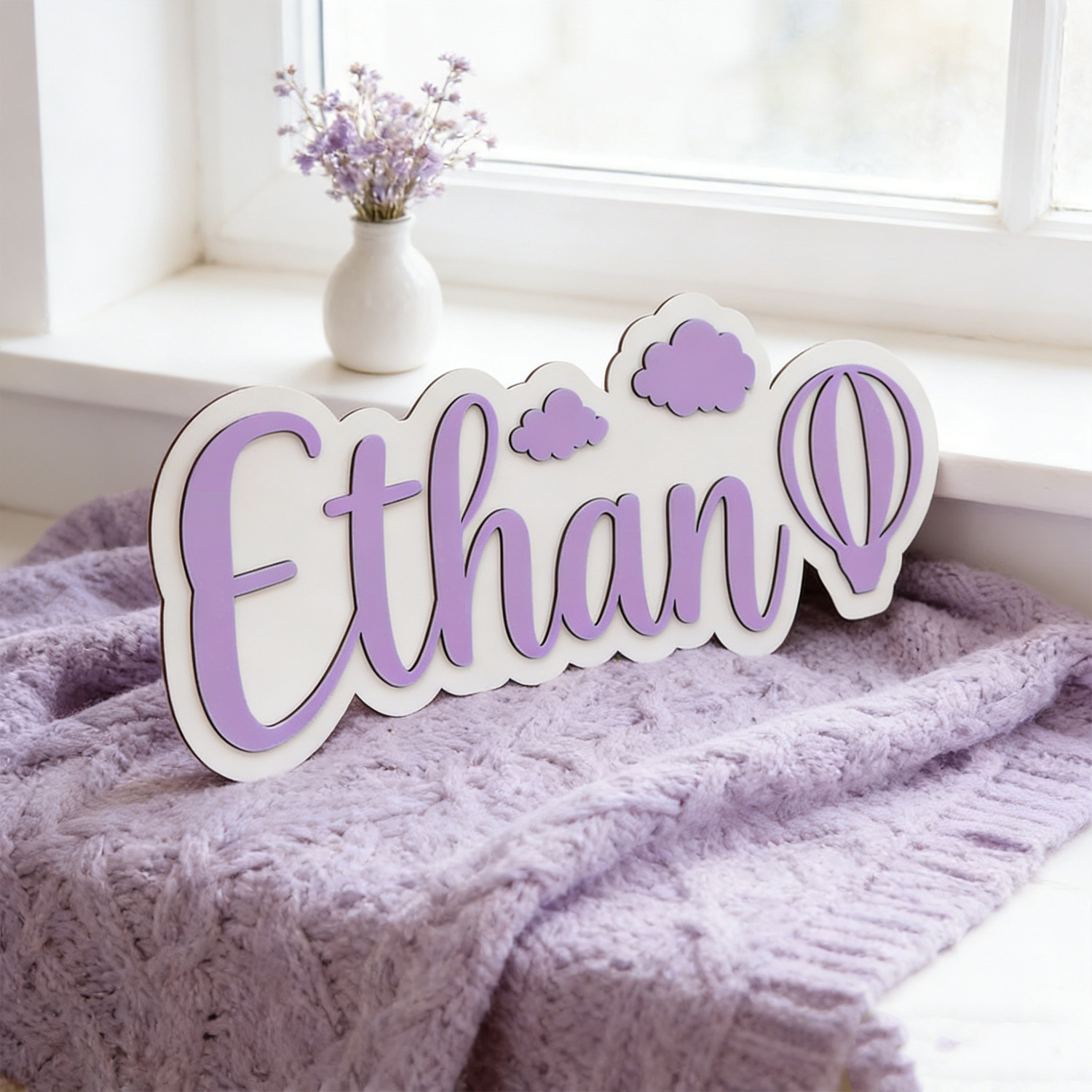 Personalized Hot Air Balloon & - Baby Nursery Sign 评论和价格