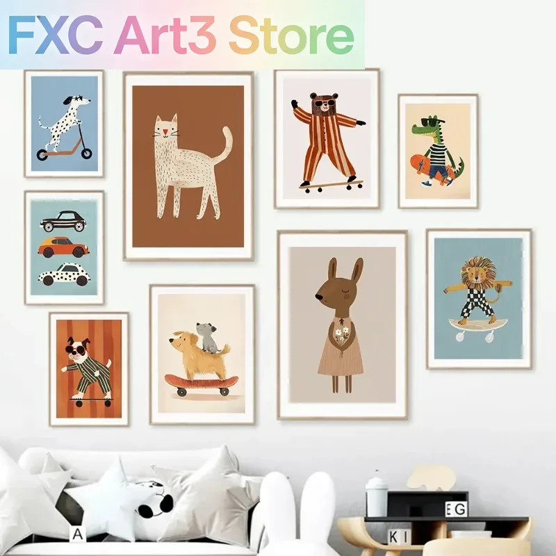1pc frameless Funny Animals Ra - Baby Nursery Animal Prints 评论和价格