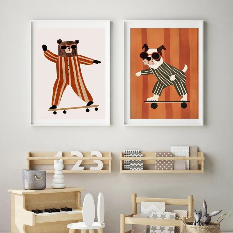 1pc frameless Funny Animals Ra - Baby Nursery Animal Prints 评论和价格