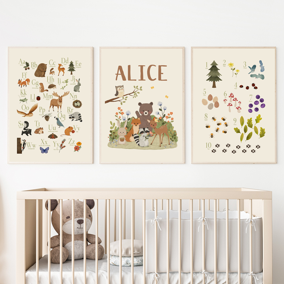 1pc frameless Cute Rabbit Fox  - Baby Nursery Animal Prints 评论和价格