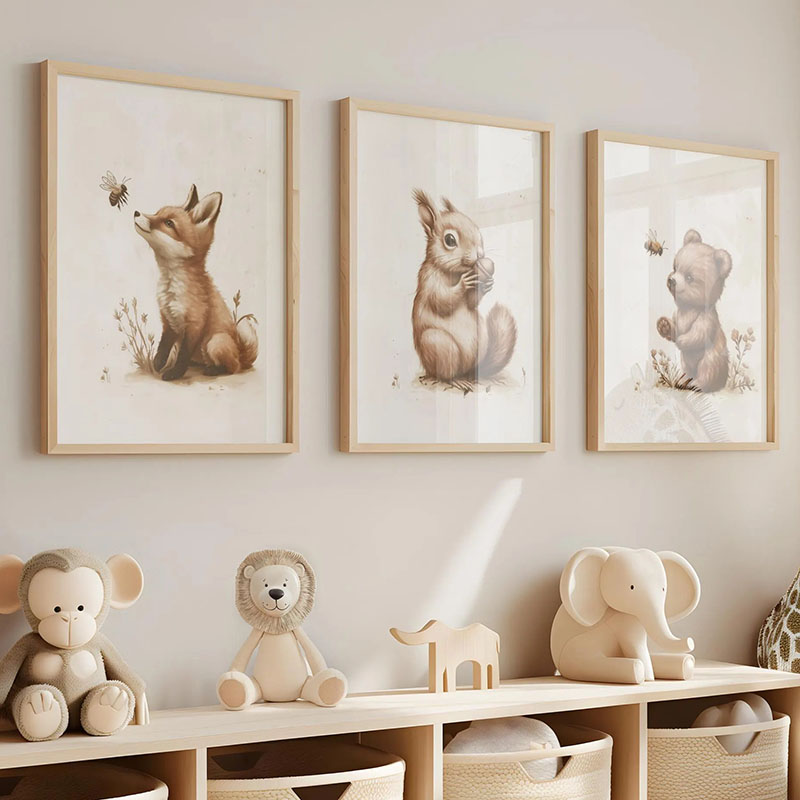 Bear Rabbit Fox Deer Squirrel  - Baby Nursery Animal Prints 评论和价格