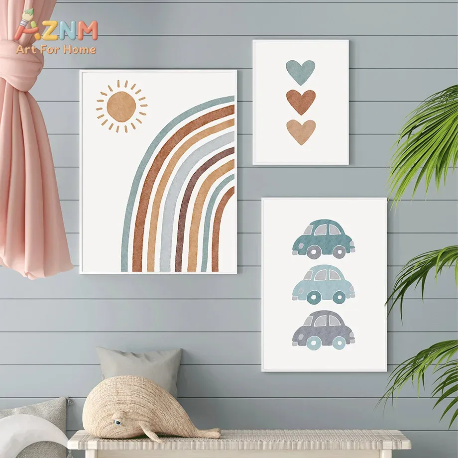 AZNM Neutral Boho Rainbow Bear - Baby Boy Nursery Quotes 评论和价格