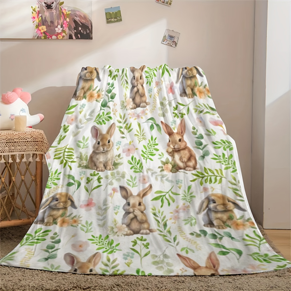 VIKAMA Bunny Themed Throw Blan - Baby Nursery Themes 评论和价格