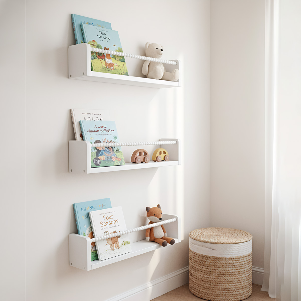 Wood Nursery Book Shelves, 15. - Baby Nursery Shelves 评论和价格