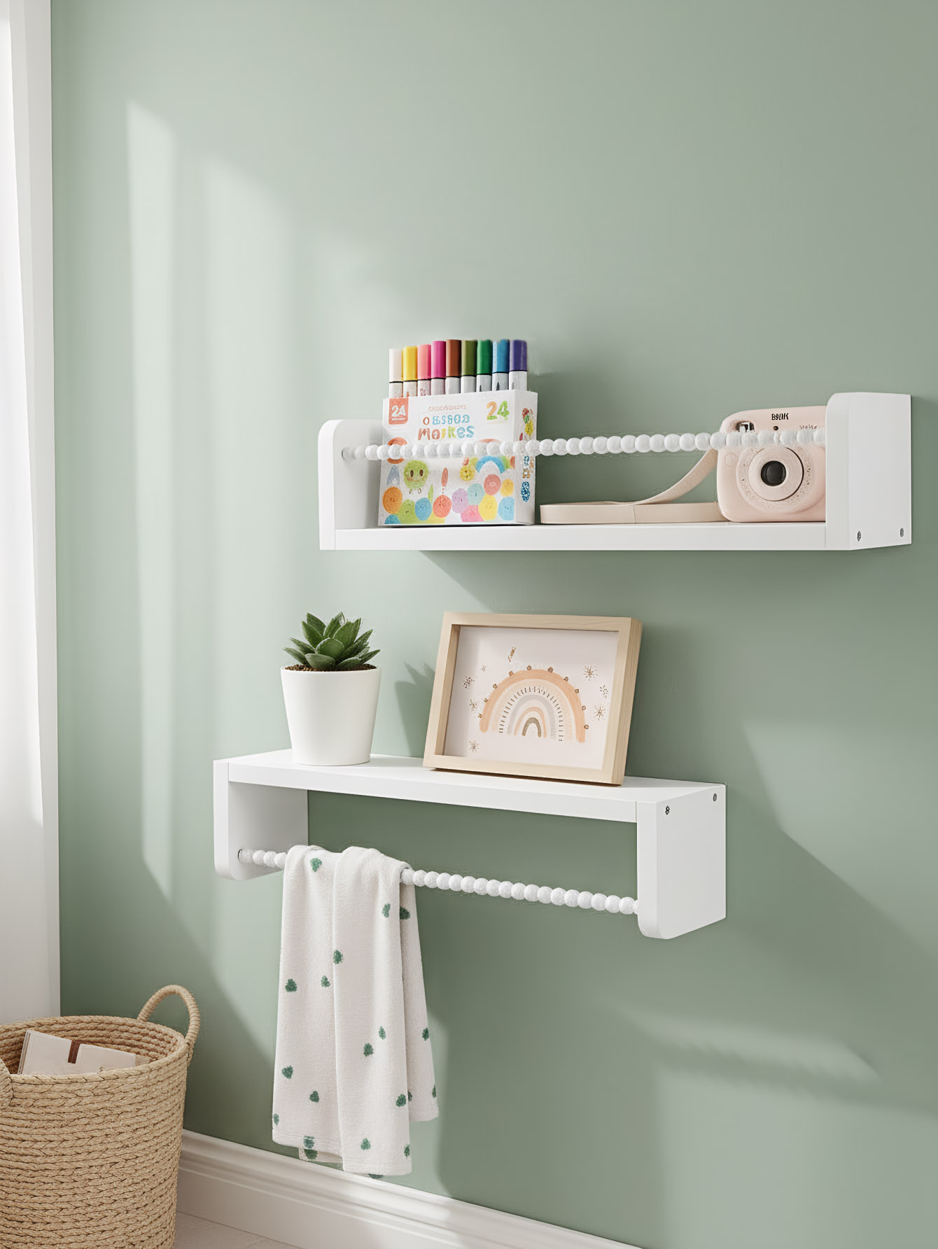 Wood Nursery Book Shelves, 15. - Baby Nursery Shelves 评论和价格